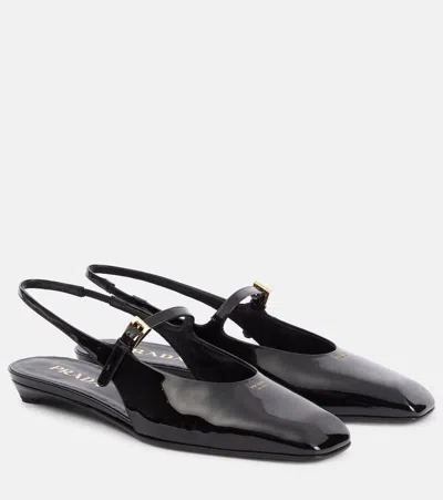 PRADA PATENT LEATHER SLINGBACK FLATS