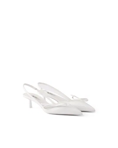 Prada Slingback-pumps Aus Lackleder In White