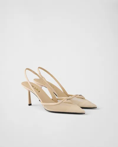 PRADA SLINGBACK-PUMPS AUS MESHGEWEBE