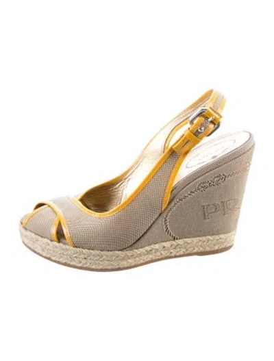 Pre-owned Prada Slingback Pumps In Neutral