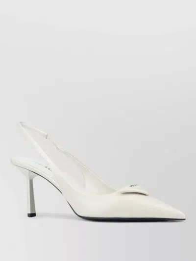 Prada Slingback Sandals Pointed Toe Stiletto Heel In Neutral