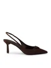 Prada Pumps With Triangle Logo And Back Strap 75mm In Brown