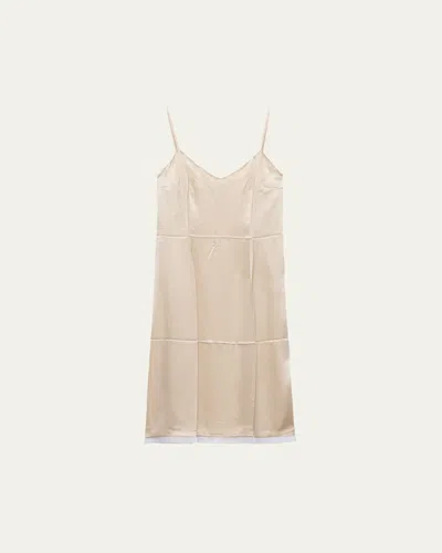 Prada Slip Crepe Satin Dress In Desert Beige