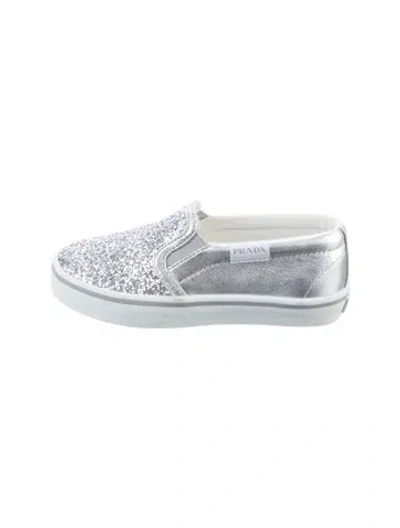 Pre-owned Prada Babies'  Slip On Girls Sneakers In Silver