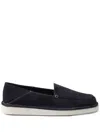 Prada Textured Leather Loafers In Blue