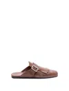 Prada Cognac Leather Shuffle Fringed Mules In Brown