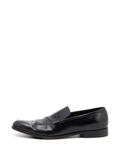 Pre-owned Prada Slip-on Leather Loafers In Black