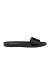 Prada Black Leather Slippers In Black