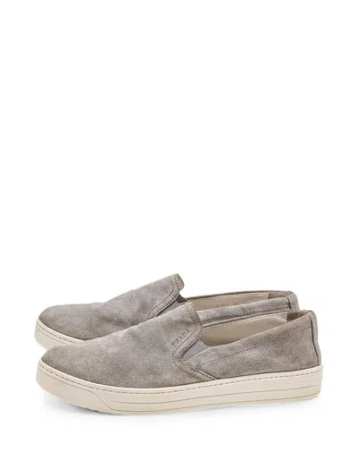 Pre-owned Prada Slip-on Sneakers In Gray