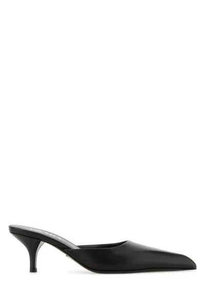 Prada Mule With Stiletto Heel And Pointed Toe In Black