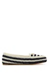 Prada Crochet Design Flat Sole Loafers In Neutral