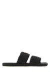 Prada Triangle-logo Open-toe Slides In Black