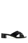 Prada Block Heel Square Toe Sandal In Multi
