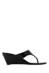 Prada Black Leather Thong Mules In Black