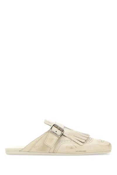 Prada Slippers Shuffle In Pelle Avorio Donna In White