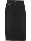 Prada Slit Denim Midi-skirt In Black