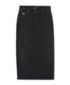 Prada Slit Denim Midi-skirt In Black