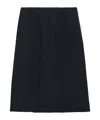 Prada Midi Skirt With Side Slit And Pleats In Blue