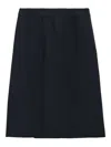 Prada Midi Skirt With Side Slit And Pleats In Black