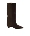 Prada Leather Knee-high Boots In Brown
