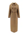 Prada Toggle Velour Duffle Hooded Coat In Brown