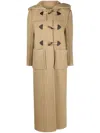Prada Hooded Wool Coat In Neutrals