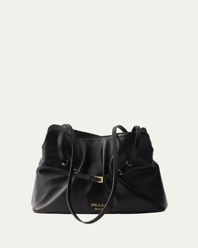 Prada Slouchy Lambskin Leather Shoulder Bag