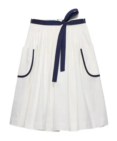 Prada Slubbed Toile Skirt In White