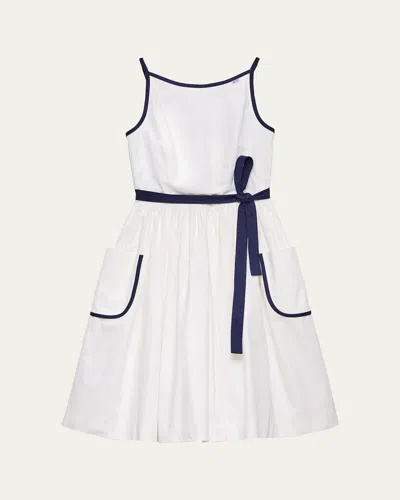 Prada Slubbed Toile Sleeveless Dress In White