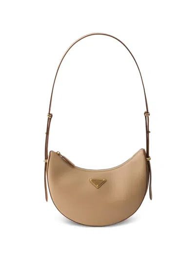 Prada Arque Small Leather Shoulder Bag In Neutral