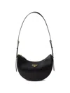 Prada Leather Shoulder Bag Curved Shape Strap In Black