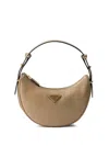 Prada Zip Calf Leather Shoulder Bag In Neutrals