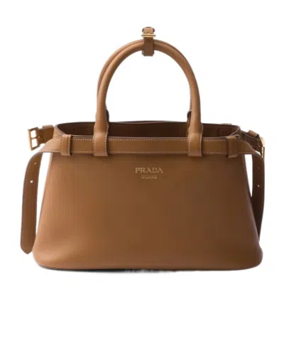 PRADA PRADA BUCKLE SMALL LEATHER HANDBAG WITH DOUBLE BELT