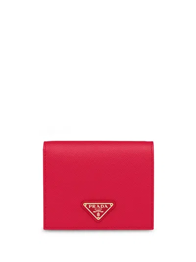 Prada Small Saffiano Leather Wallet In Red