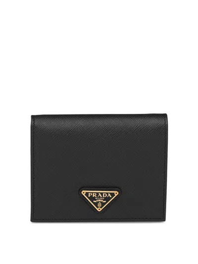 Prada Small Bi-fold Wallet In Black