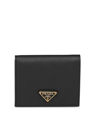Prada Small Bi-fold Wallet In Black