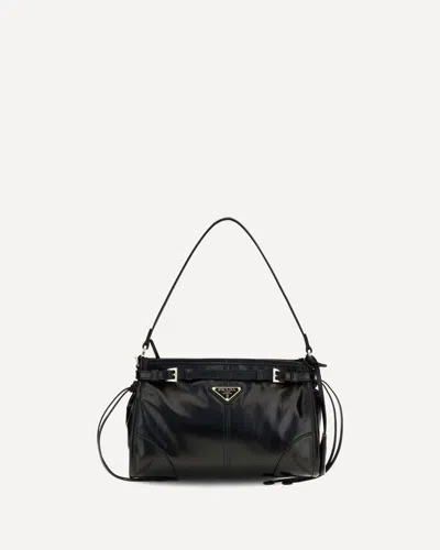 Prada Small Bonnie Handbag In Leather In Black