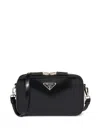 Prada Small Brique Brushed Leather Crossbody Bag In Black