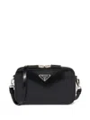 Prada Small Brique Brushed Leather Crossbody Bag In Black