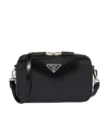 Prada Small Brique Brushed Leather Crossbody Bag In Black