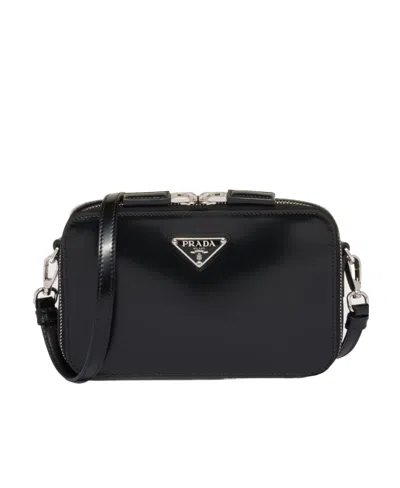 PRADA PRADA BRIQUE BRUSHED LEATHER BAG