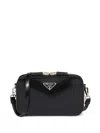 Prada Small Brique Brushed Leather Crossbody Bag In Nero