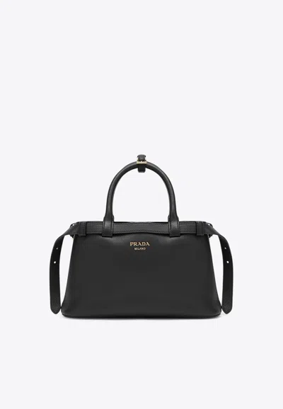 Prada Buckle Small Leather Bag With Double Belt In Pattern