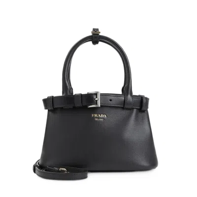 Prada Small Buckle-detail Leather Shoulder Bag In Red