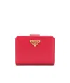 Prada Small Button Wallet In Red
