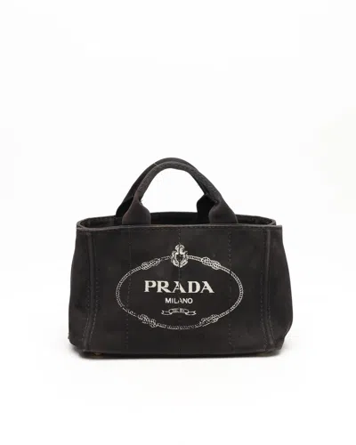 Prada Small Canapa Bag In Black