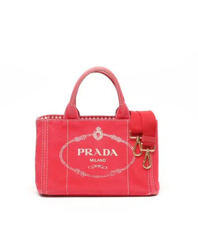 Prada Small Canapa Bag In Red