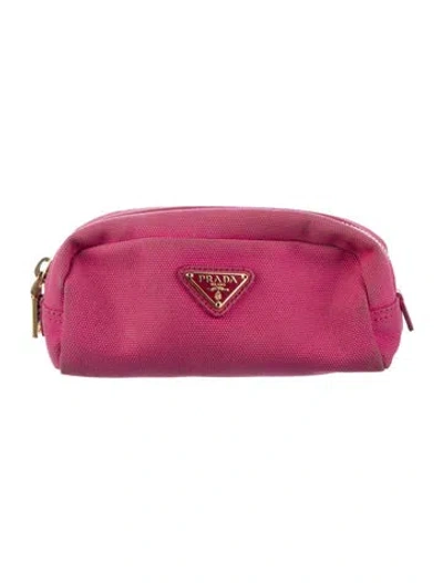 Pre-owned Prada Small Canapa Pouch In Pink