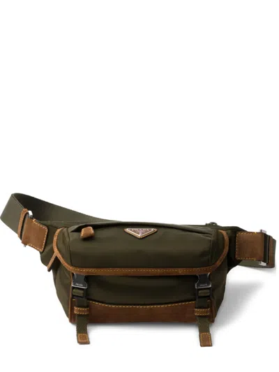 Prada Small Canvas Utility Shoulder Bag In 绿色