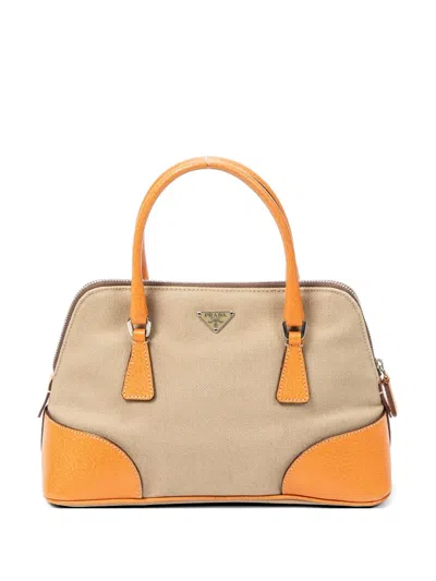 Pre-owned Prada Small Cinghiale Canapa Tote Bag In Neutral